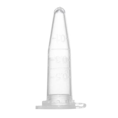 0.2ml 0.5ml 1.5ml หลอดพลาสติก PP รูปทรงกรวยขนาดเล็กที่ปราศจากเชื้อพร้อมฝาปิด